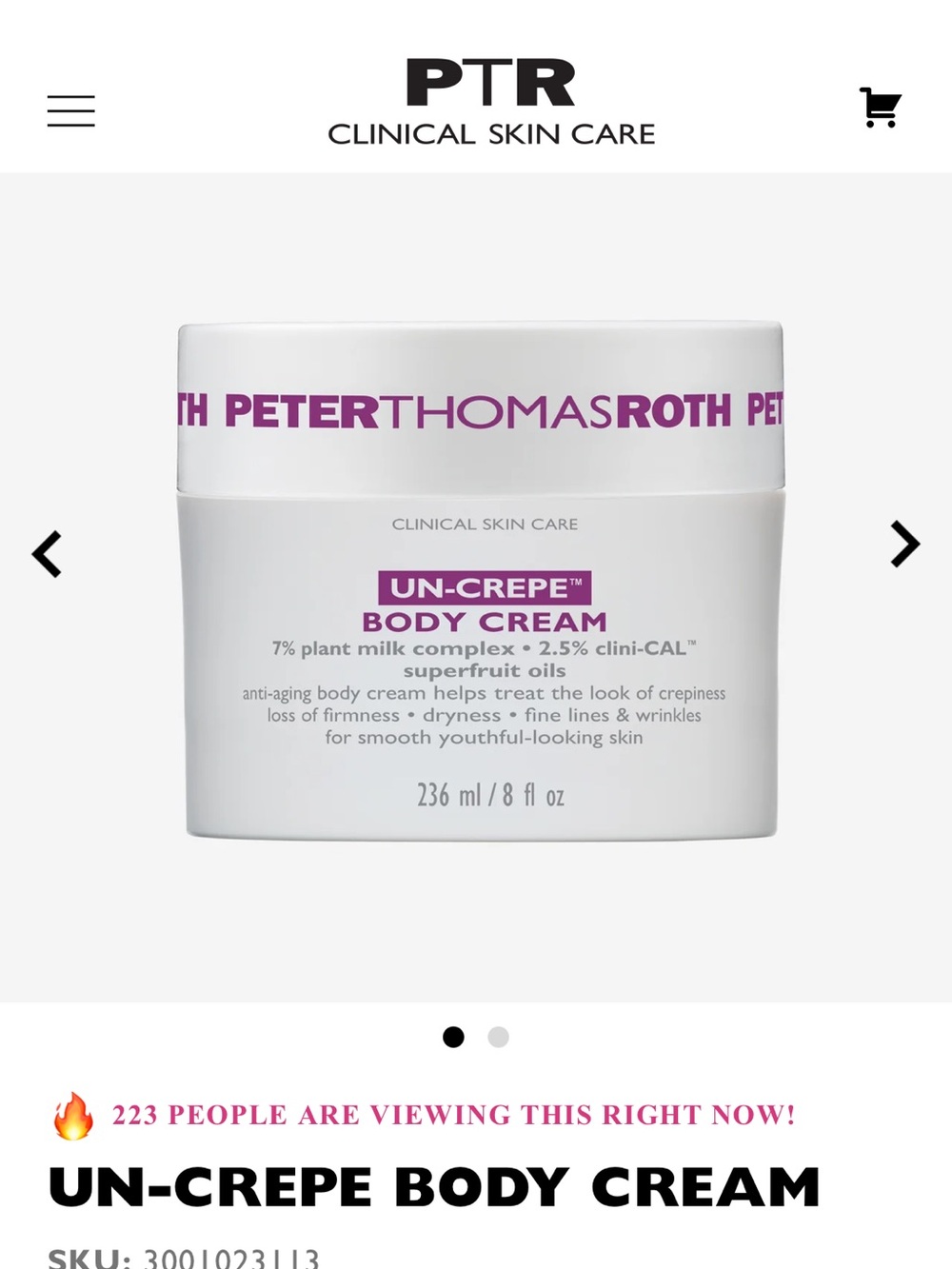 Peter Thomas Roth Clinical Skin Care. Un-Crepe Body Cream.